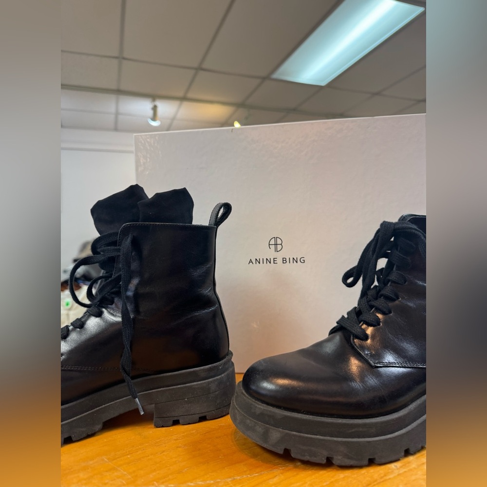 Anine Bing Leather ‘Luc’ Combat Boots 🖤 - Picture 3 of 9